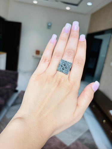 925 Silver Square Oxidised Ring